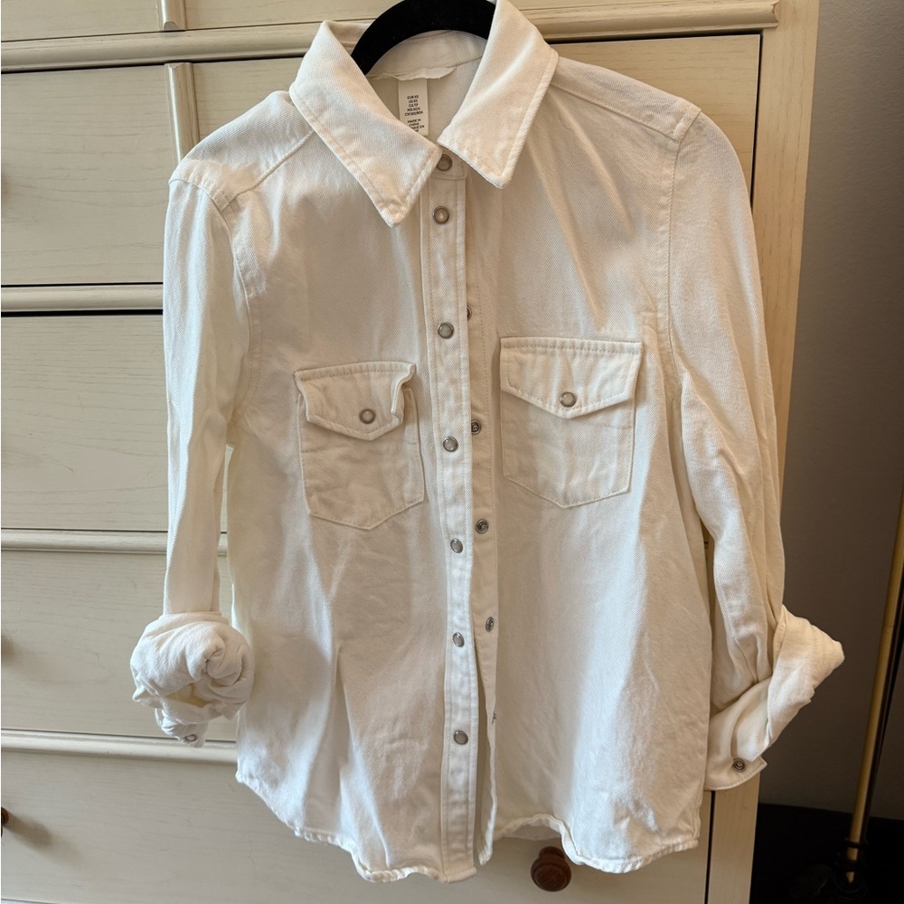 H&M white denim shirt